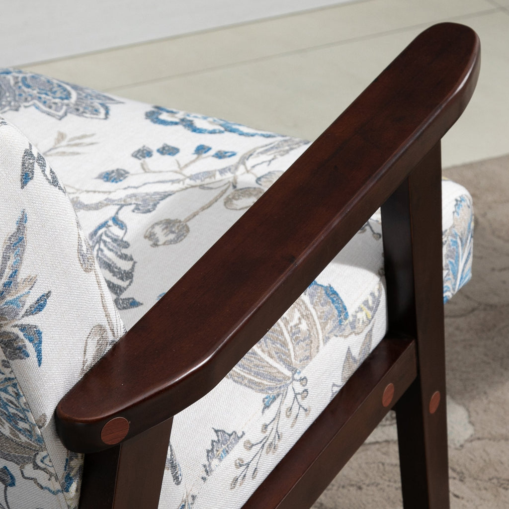 Easycomfort Sedia per Soggiorno Poltroncina Imbottita with Braccioli in Legno e Tessuto Traspirante per Casa e Ufficio, a Fiori, 68.5x78.5x75cm