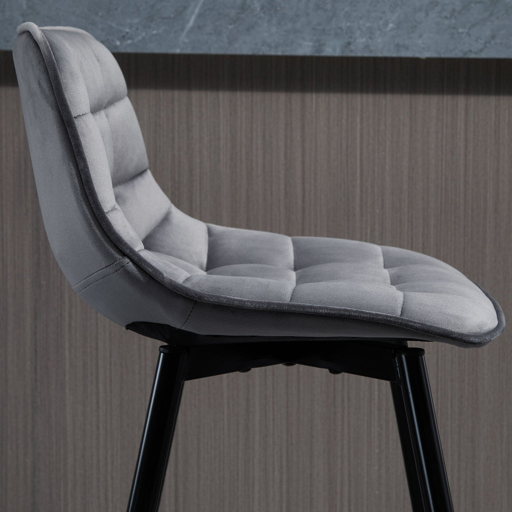EasyComfort Set 2 Sgabelli Alti da Bar with Sedie Imbottite e Poggiapiedi Stile Nordico, with schienale in Velluto, 45x47x88cm, Grigio