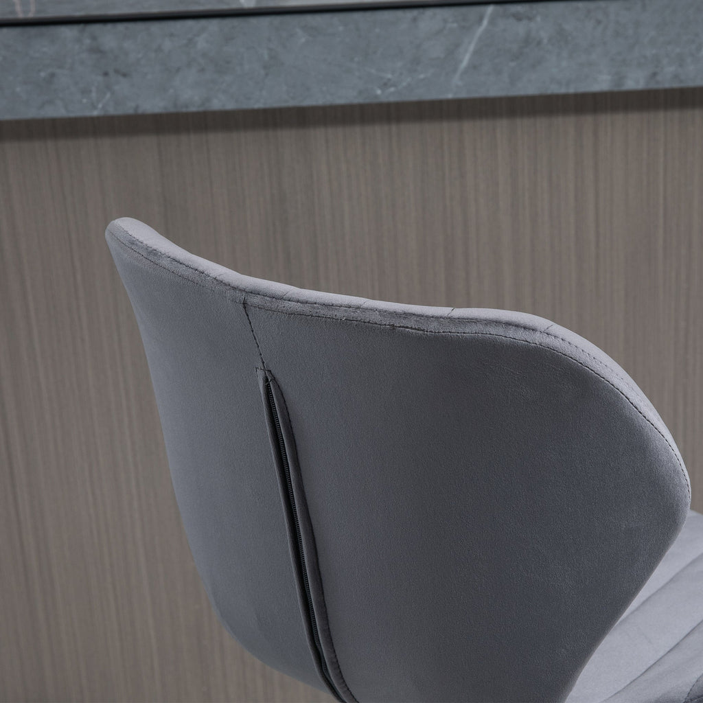 Easycomfort Set 2 Sgabelli da Bar ad Altezza Regolabile with Seduta Ergonomica e Poggiapiedi, Sgabelli Alti in Effetto Velluto e Metallo, 47x51.5x92-114 cm, Grigio
