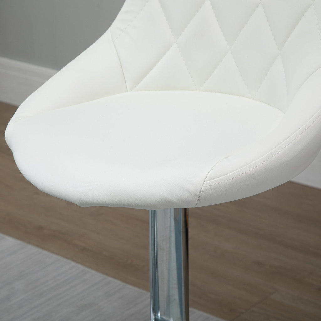Easycomfort Set 2 Sgabelli da Bar, Altezza Regolabile with Base in Metallo e Seduta in Pelle PU, Sgabelli Moderni with Schienale e Poggiapiedi, 46x48x83-104cm, white