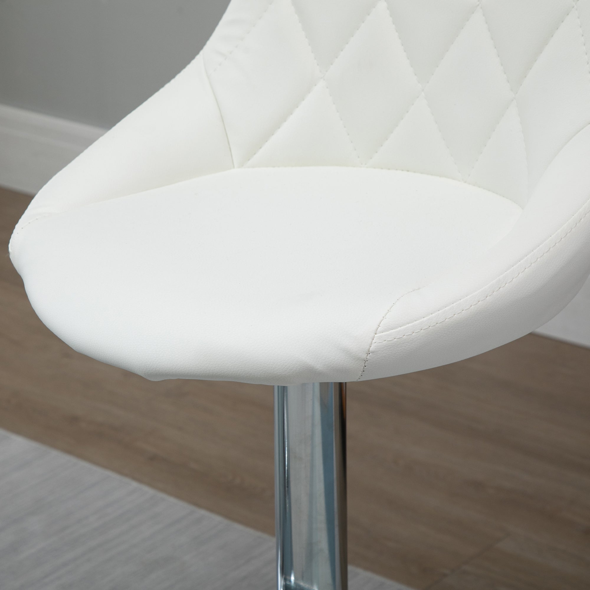 Easycomfort Set 2 Sgabelli da Bar, Altezza Regolabile with Base in Metallo e Seduta in Pelle PU, Sgabelli Moderni with Schienale e Poggiapiedi, 46x48x83-104cm, white