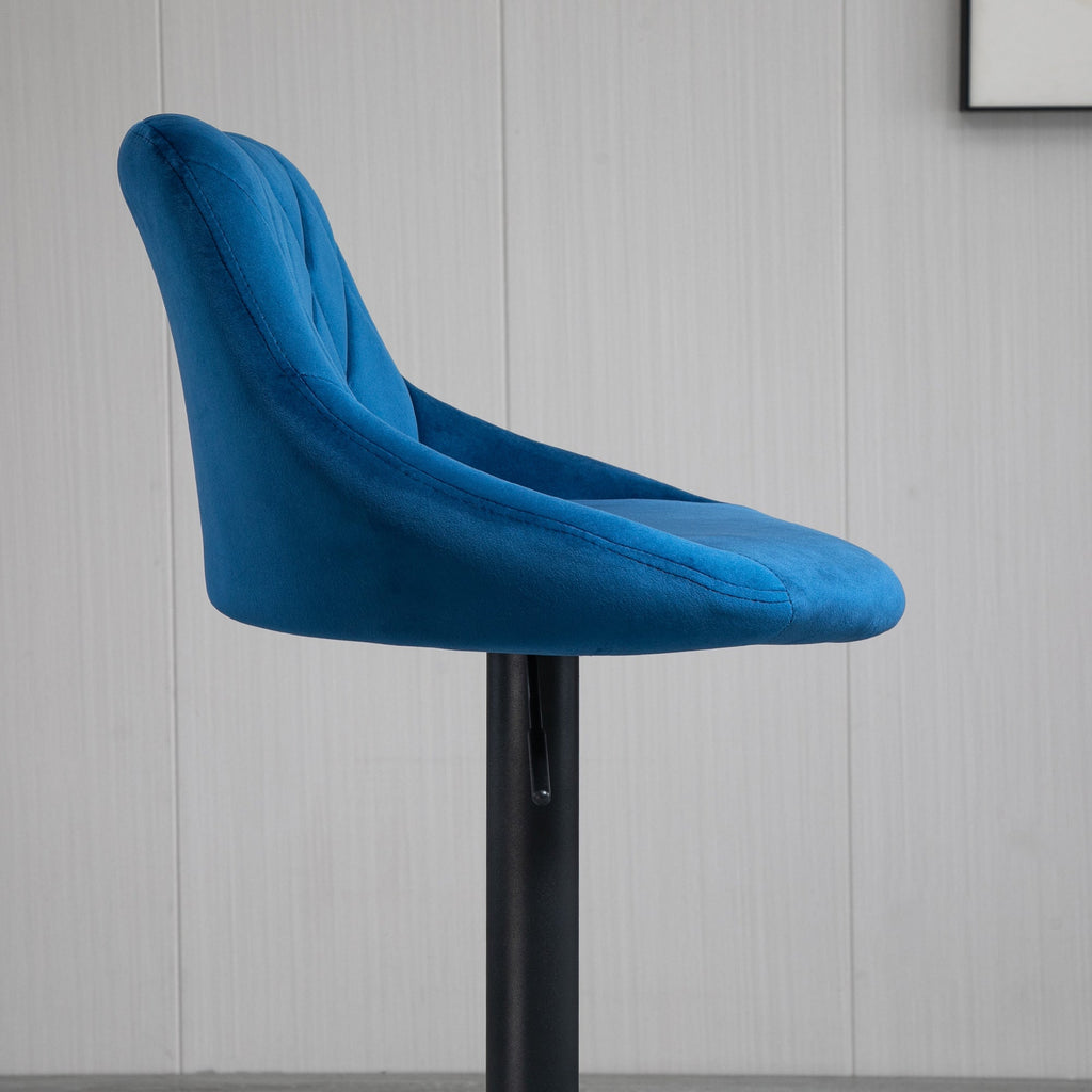 EasyComfort Set 2 Sgabelli Alti da Cucina e bar Moderno with Schienale e Poggiapiedi, Seduta girevole e regolabile, 46x48x83-104cm, Blu