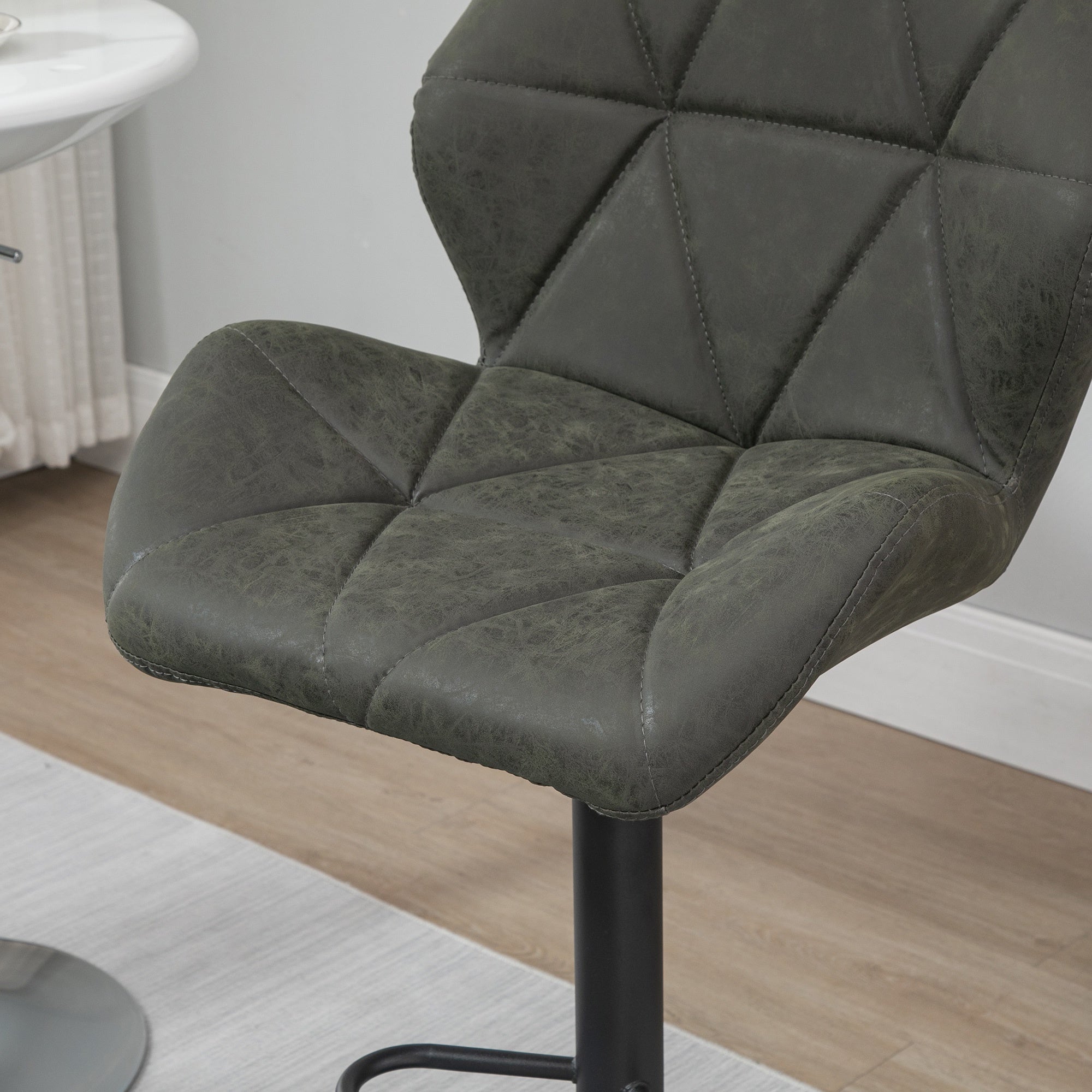 EasyComfort Set 2 Sgabelli Alti da Cucina Moderni with Schienale e Poggiapiedi, da Bar di Design with Base Rotonda, in Similpelle, Verde