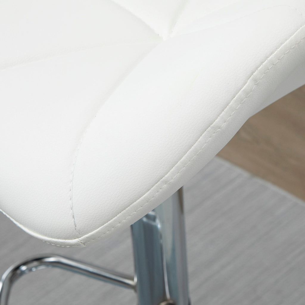EasyComfort Set 2 Sgabelli Alti da Bar Moderno Girevoli with Altezza Regolabile, Sedia with Rivestimento Similpelle e Base Rotonda, white