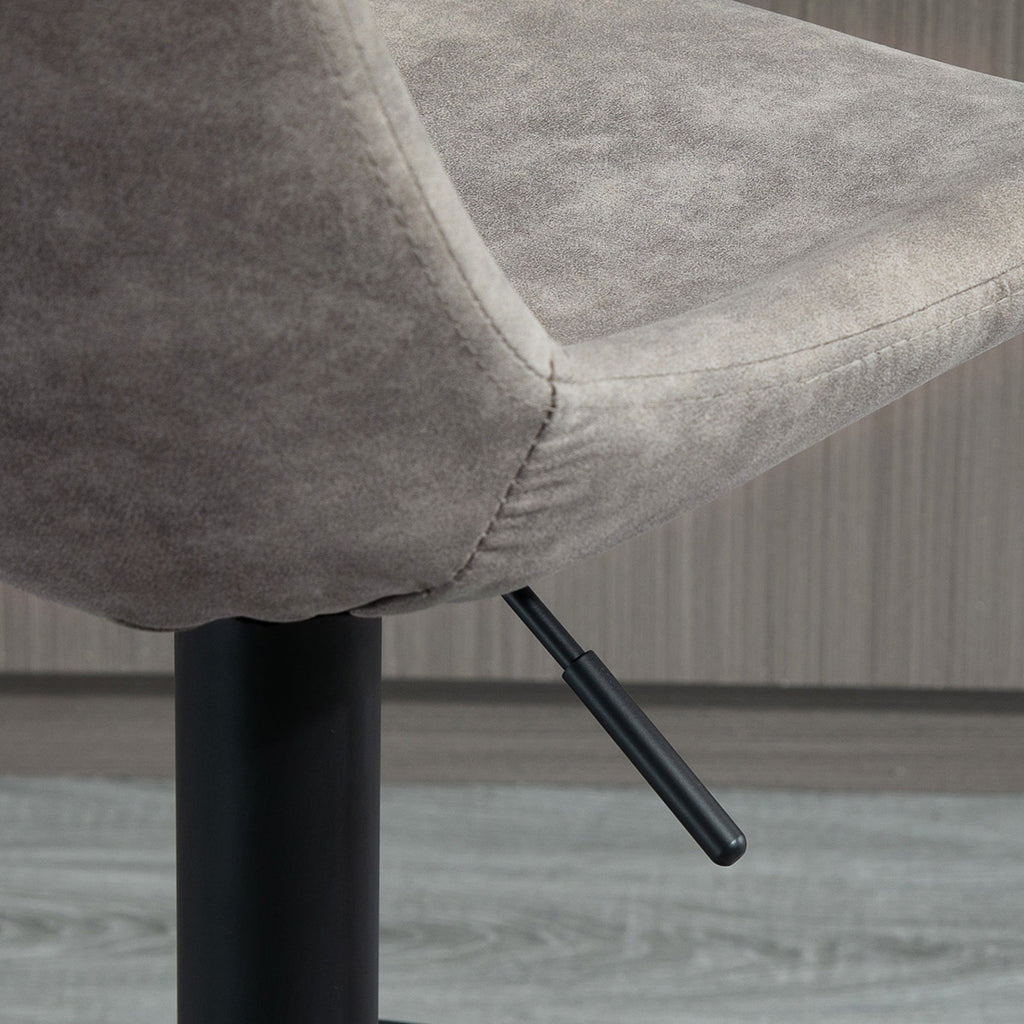 EasyComfort set van 2 barkrukken met rugleuning, hoogteverstelbaar, grijs