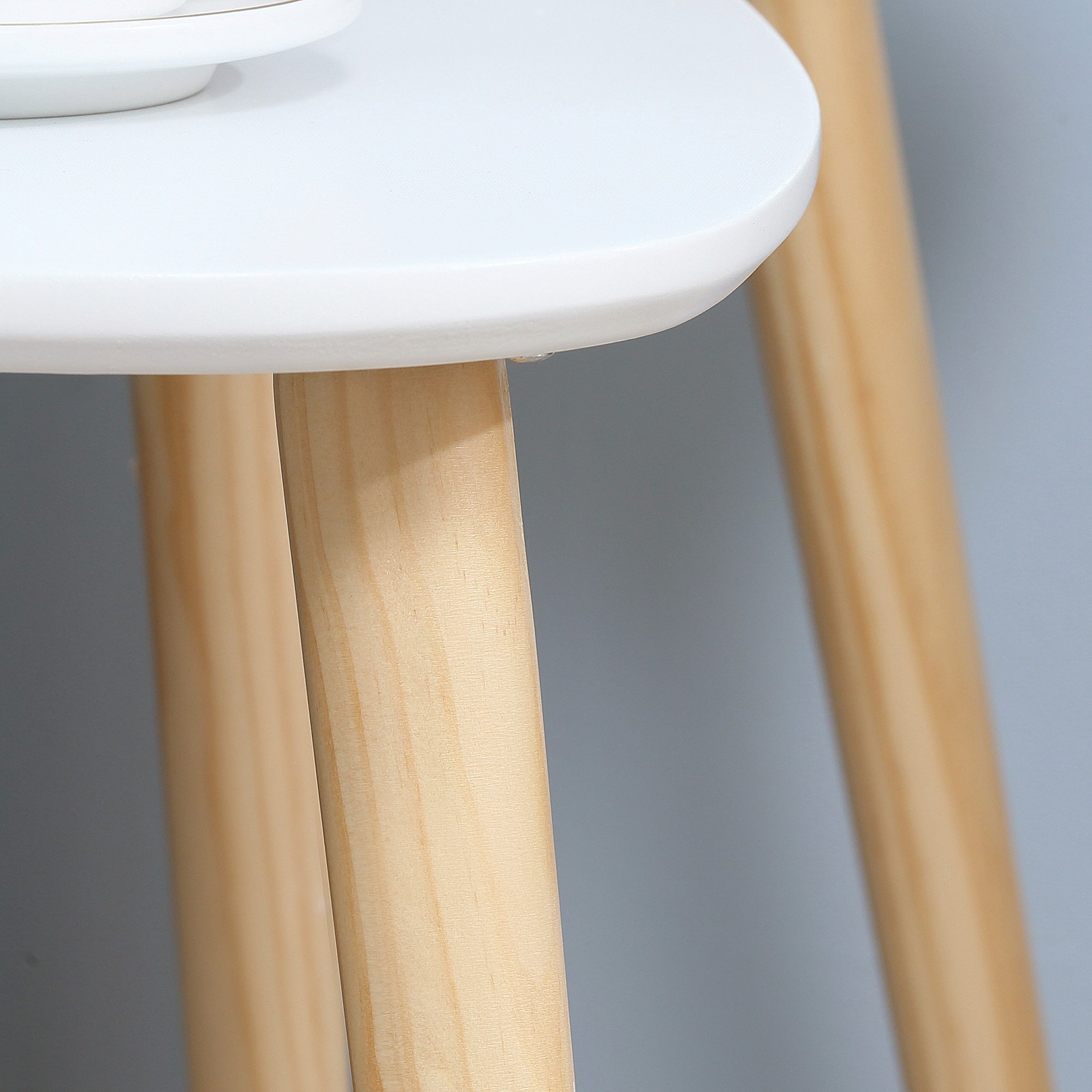 Easycomfort Set 2 Tavolini da Salotto Impilabili Stile Nordico with Gambe in Legno, white