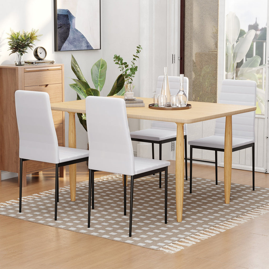 EasyComfort Set 4 Sedie per Soggiorno Imbottite in Tessuto, Sedie Sala da Pranzo Moderne with Gambe in Metallo, Capacità 120 kg, white