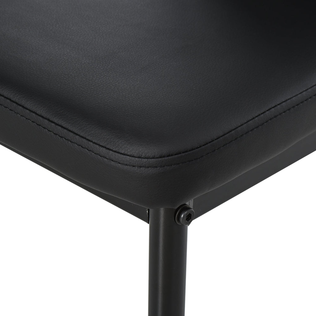 Easycomfort Set 5 Pezzi with 1 Tavolo e 4 Sedie per Cucina o Sala da Pranzo in Finta Pelle, Metallo e Vetro Temperato, black