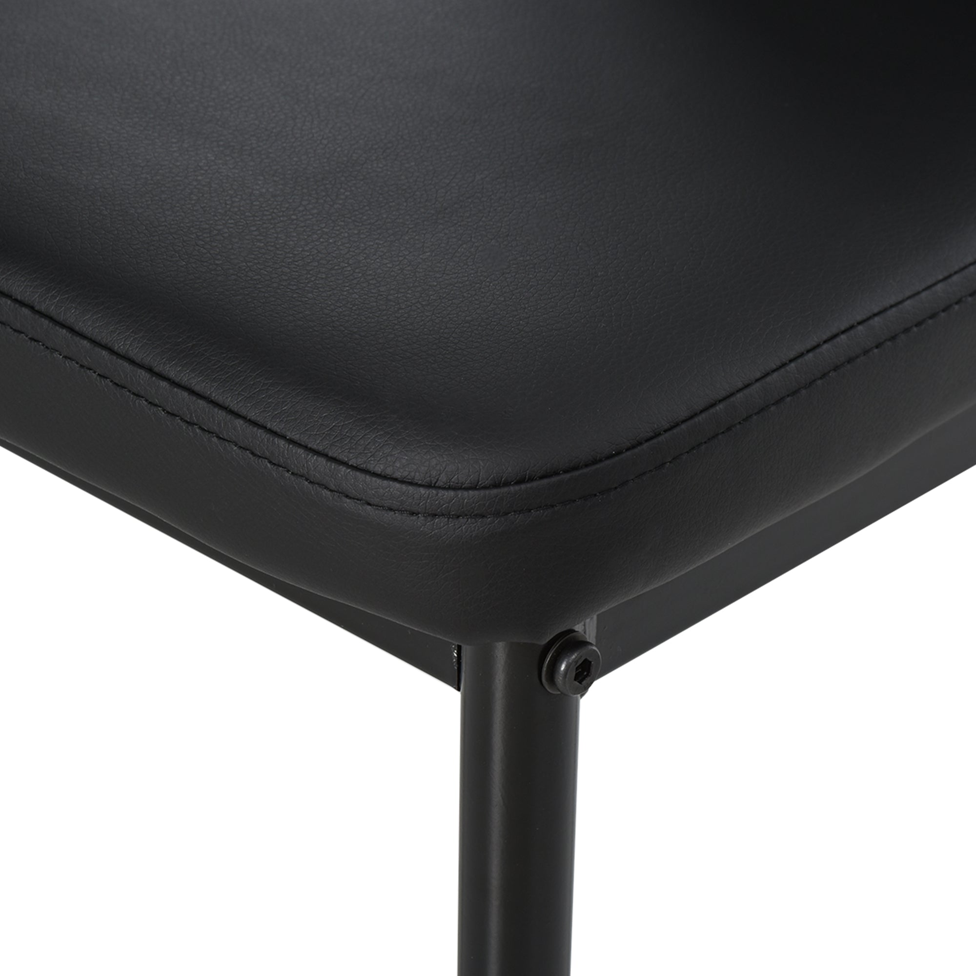 Easycomfort Set 5 Pezzi with 1 Tavolo e 4 Sedie per Cucina o Sala da Pranzo in Finta Pelle, Metallo e Vetro Temperato, black