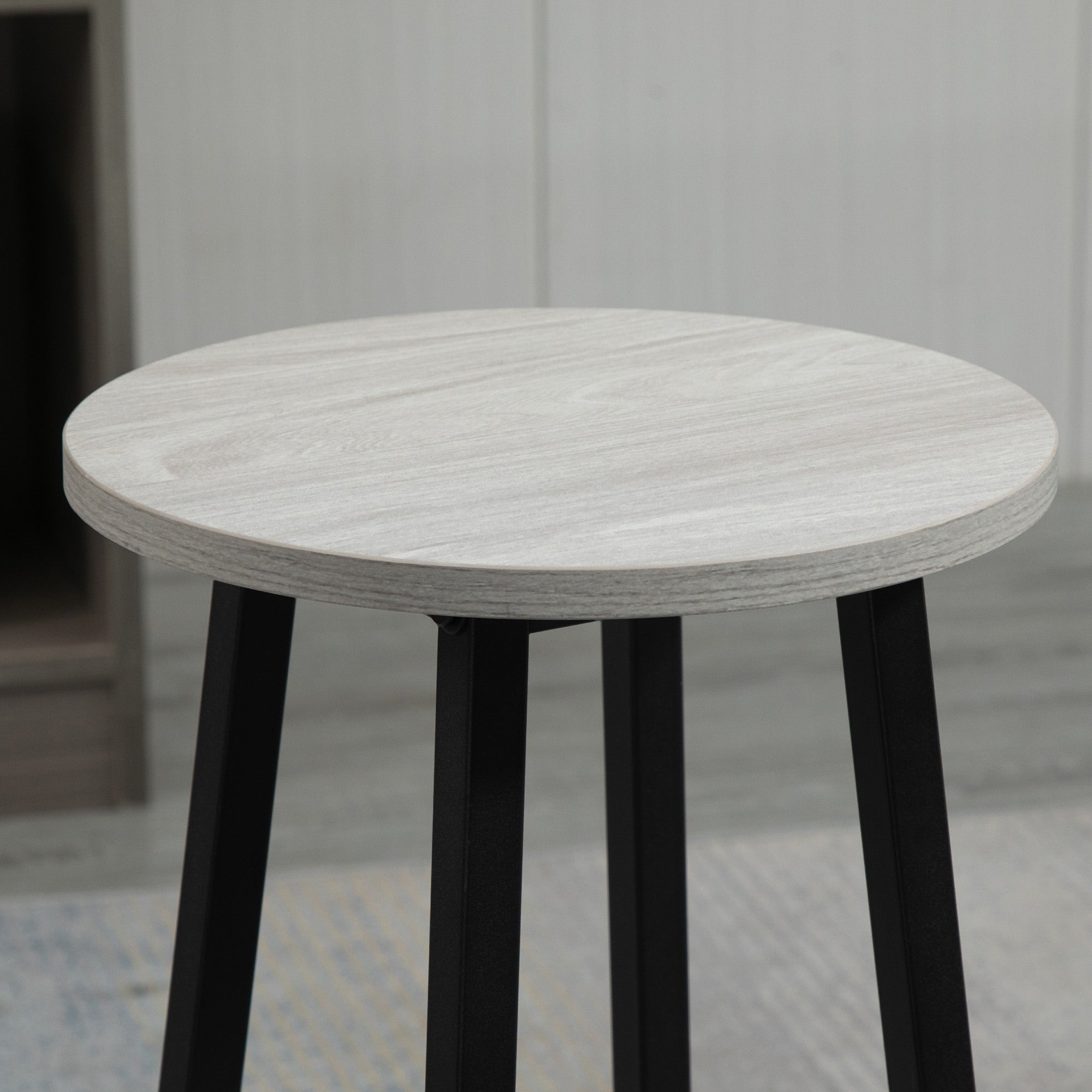 Easycomfort Set da Bar 6 Pezzi with 4 Sgabelli da Bar e 2 Tavoli Alti in Legno Truciolato e Acciaio per Cucina e Soggiorno, Grigio