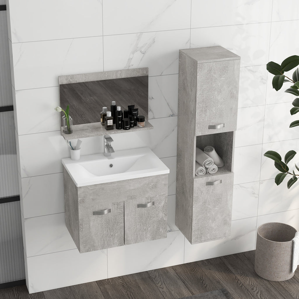 EasyComfort Badkamermeubelset 4-delig met wastafel 60 cm, grijs