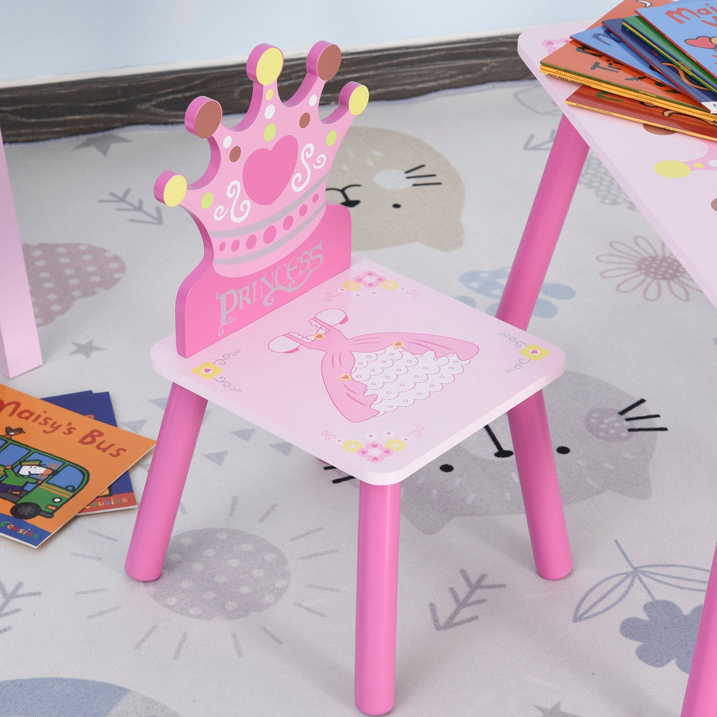 EasyComfort kinderset tafel en 2 stoelen met kroonrugleuning - roze