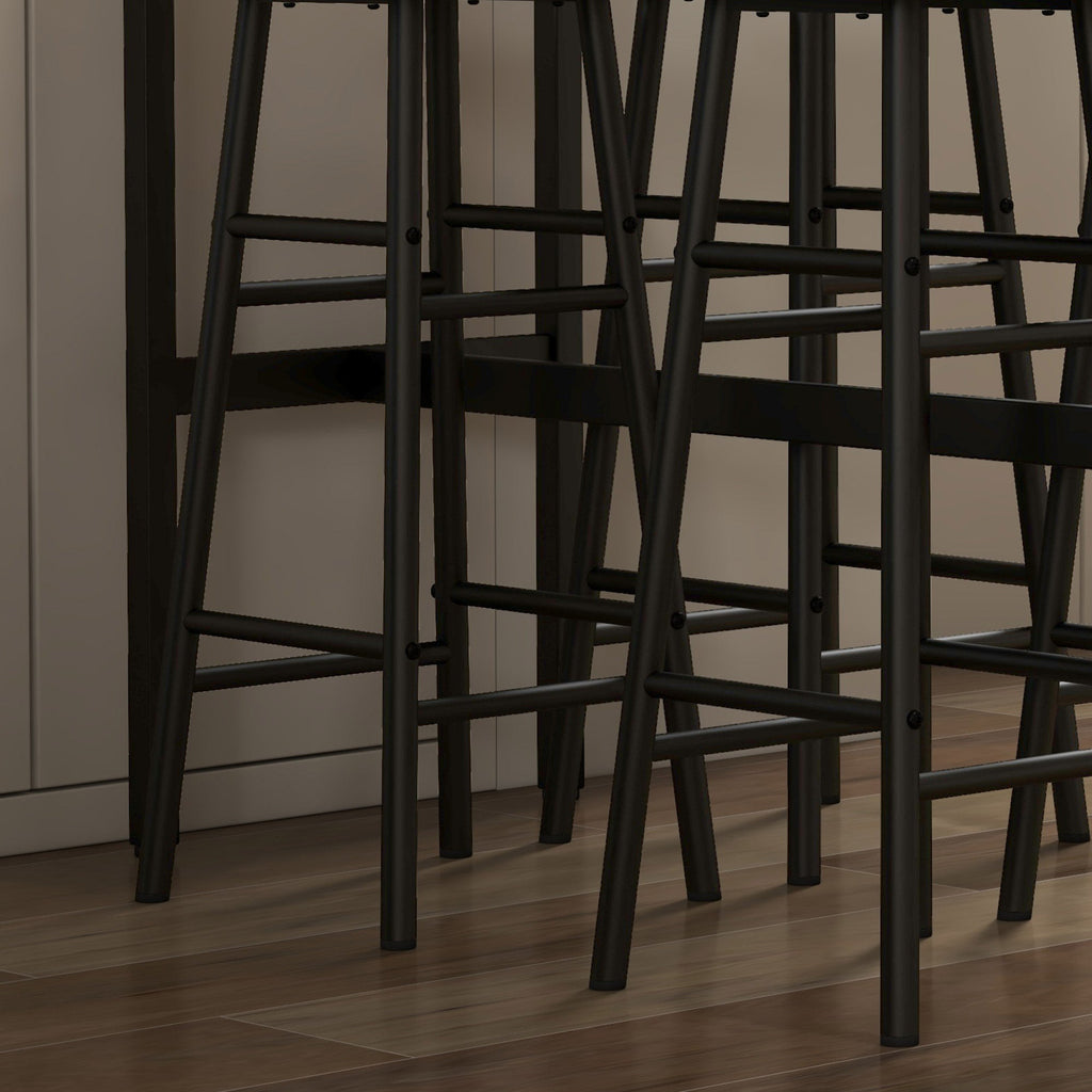 EasyComfort 5-delig barset met tafel en 4 krukken, zwart/bruin