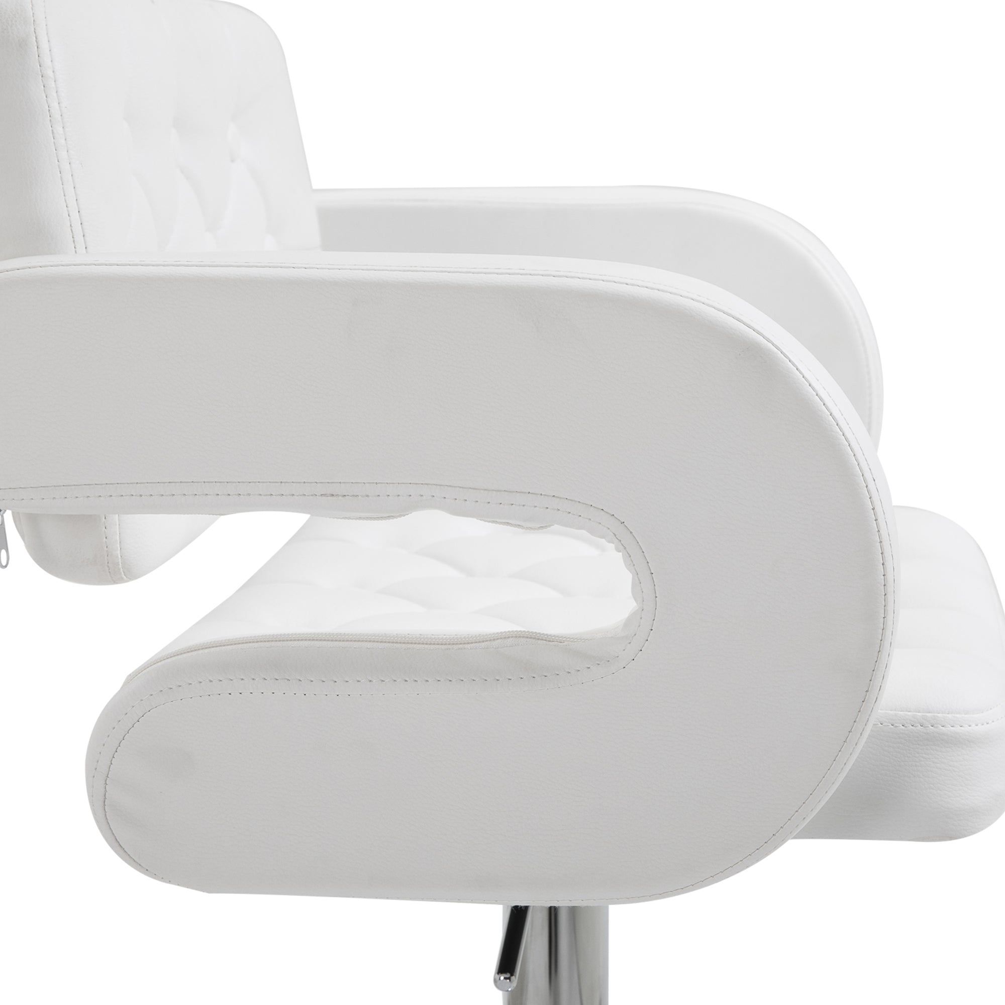 EasyComfort Sgabello Alto Moderno da Bar with Schienale e Braccioli, Regolabile e Girevole, per Cucina o Pub, 64x50x94-114cm, Bianca