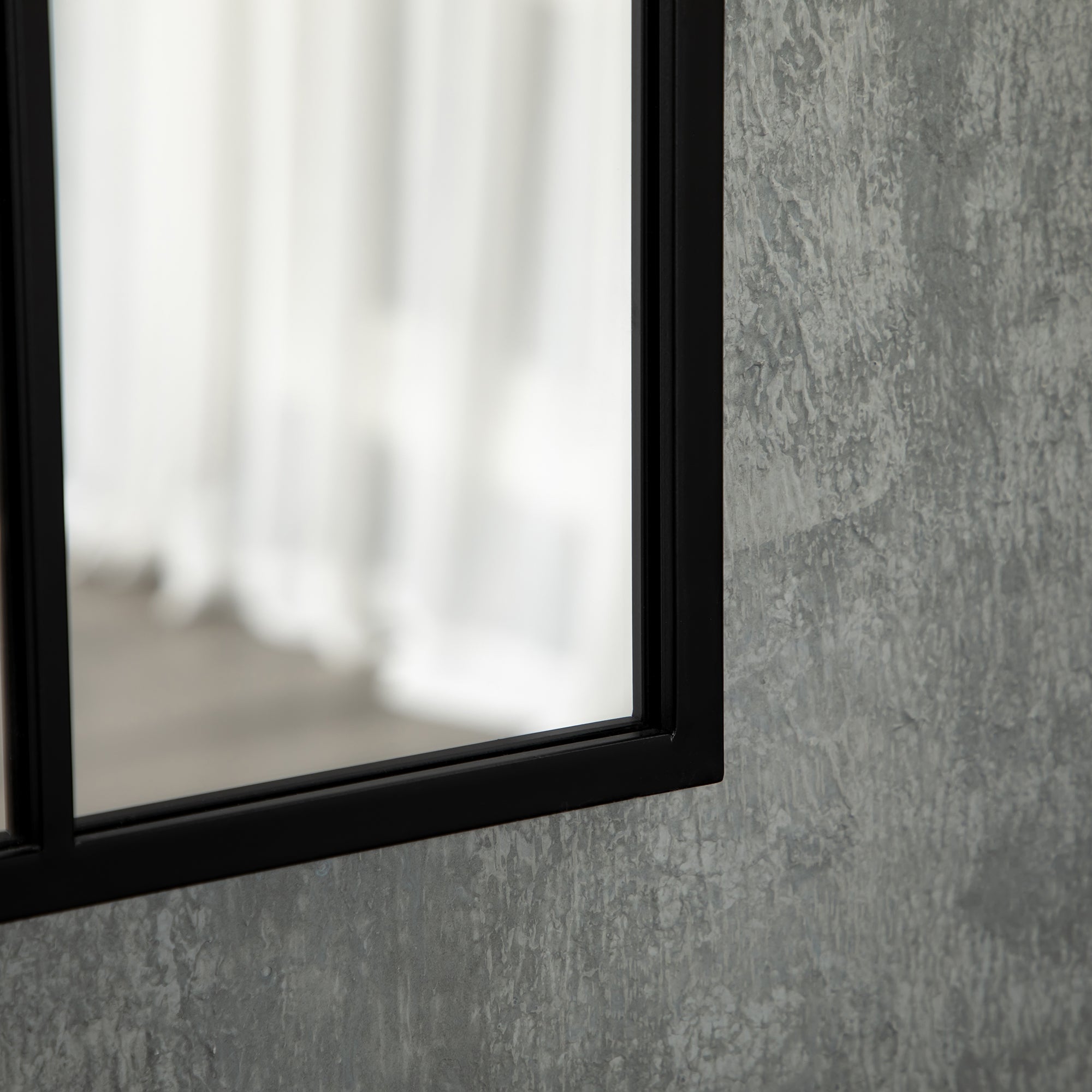 Easycomfort Specchio Moderno wall-mounted e a forma di Arco 70x50 cm per Camera da Letto e Soggiorno, in Metallo black e Vetro