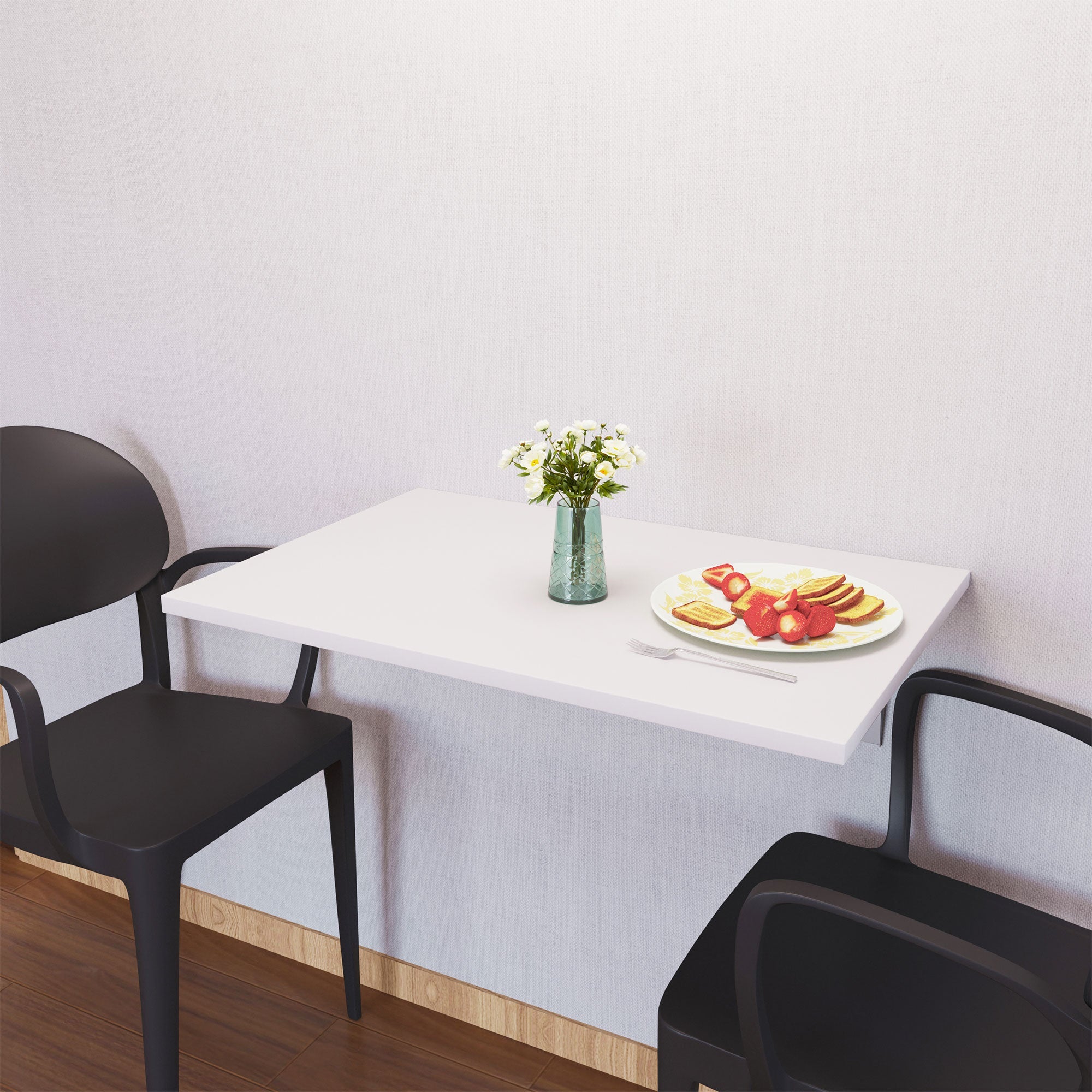 Easycomfort Tavolino a Muro Pieghevole Salvaspazio in MDF e Telaio in Metallo, per Cucina Salotto, white, 60x40x20cm