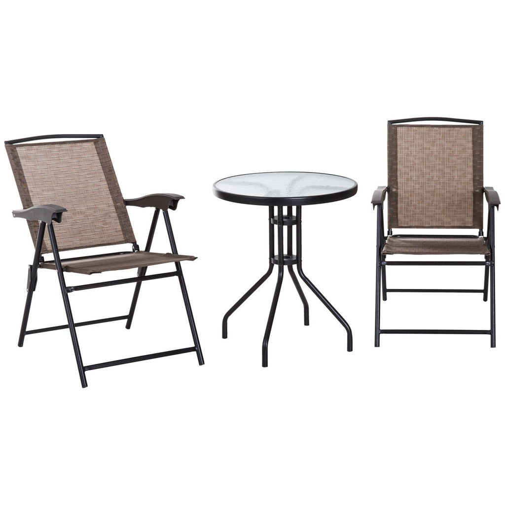 EasyComfort Tavolino tuintafelset 3-delig (tafel Ø60 cm + 2 inklapbare stoelen)