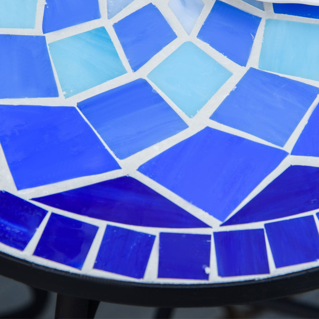 EASYCOMFORT Round Mosaic Garden Coffee Table in Metal with Ceramic Top, Ф35.5x53.5cm