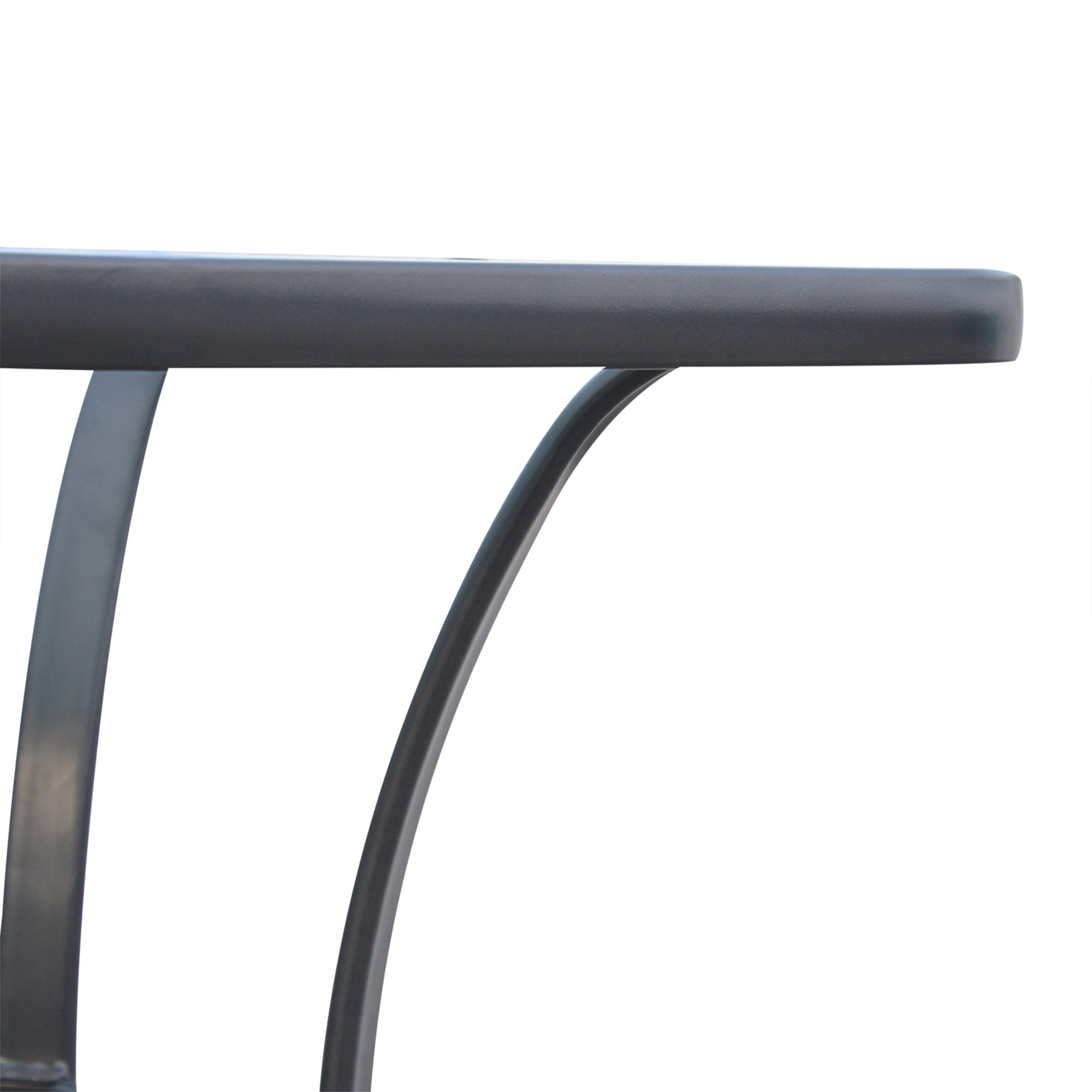 Easycomfort Tavolino Moderno Piano in Vetro Temperato, Tavolo da Giardino Esterno Metallo 68.5x68.5x84cm Grigio