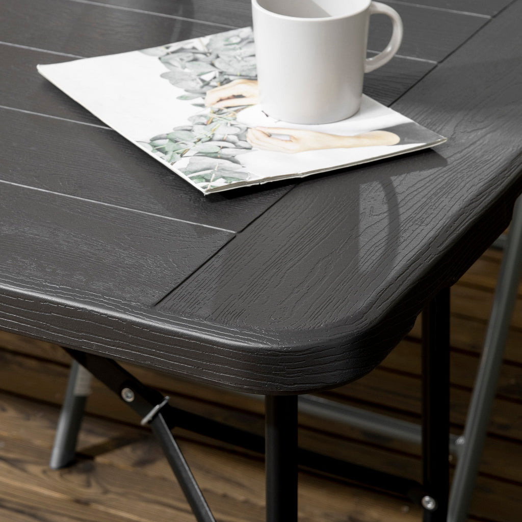 Easycomfort Tavolo da Giardino Pieghevole per 6 Persone in Acciaio e HDPE, 180x75.5x73cm, Grigio Scuro