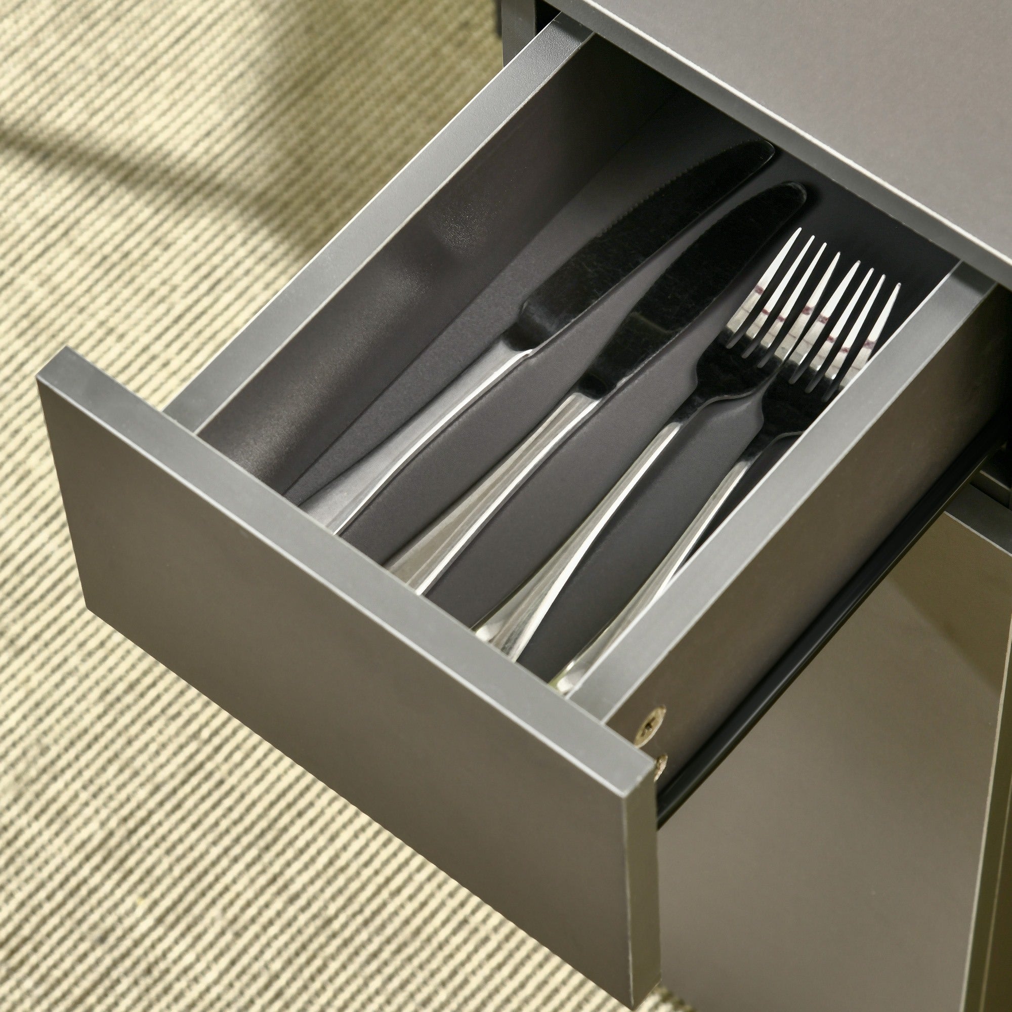 Easycomfort Tavolo Pieghevole da Pranzo in Truciolato with 2 Cassetti, 1 Armadietto, max. 6 Persone, 140x76x76 cm