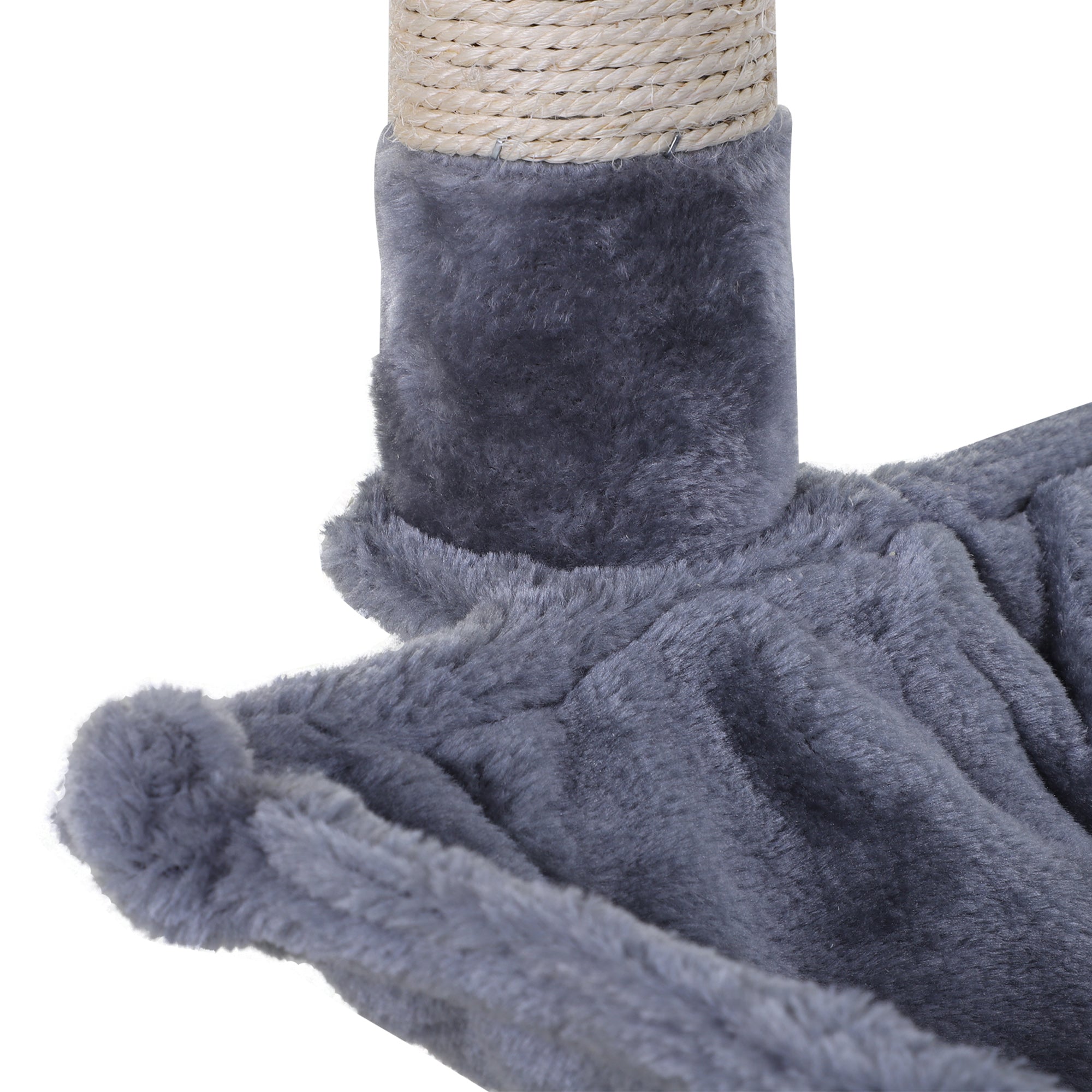 EASYCOMFORT Multilevel Cat Scratching Post with Hammock and Ball, Wood and Plush, 50x36x70cm, Gray