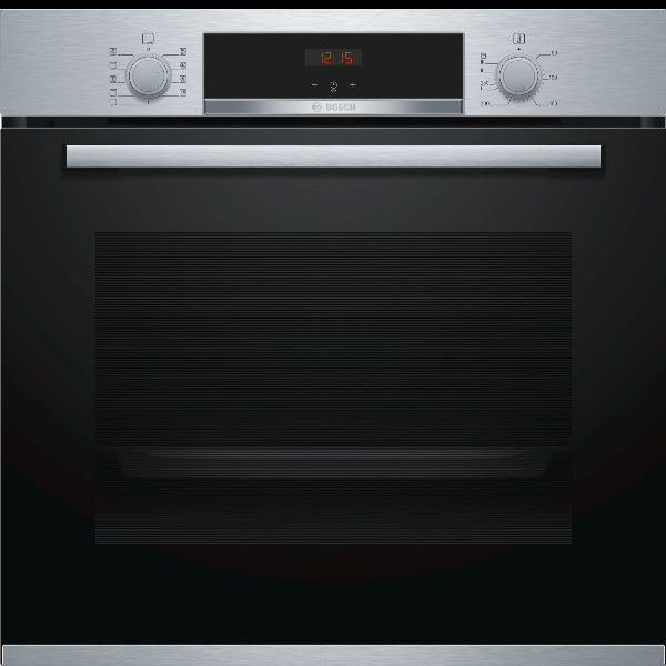 Ventilerende Bosch elektrische oven HBA534BS0 71 liter Klasse A (H59,5xB59,4xD54,8) EcoClean schoonmaak HotAir 3D koken Roestvrij staal