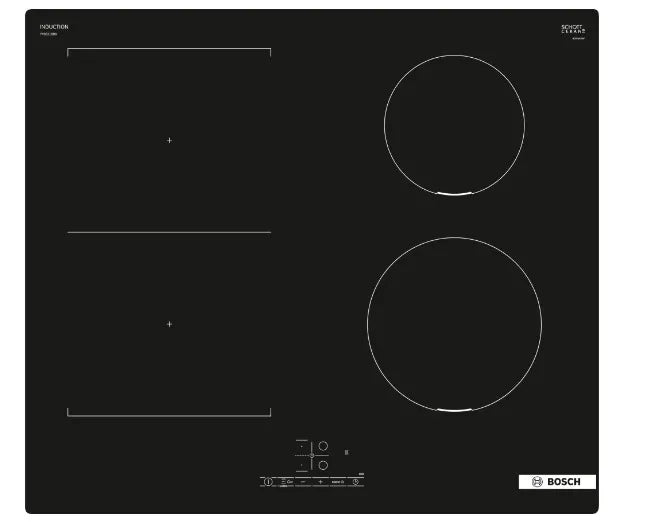 Inductie kookplaat Bosch Serie 4 PVS611BB6E 4 Branders 60 cm in Zwart Glazen Keramiek (BxD): 59x52 TouchSelect PowerBoost CombiZone