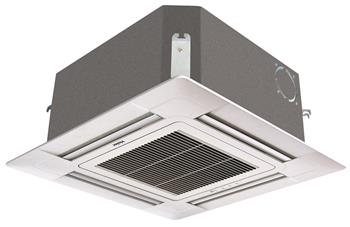 Translated to Dutch, the text would be: Inverter cassette airconditioner Round Flow Haier 28000 btu indoor unit ABH090H1ERG.