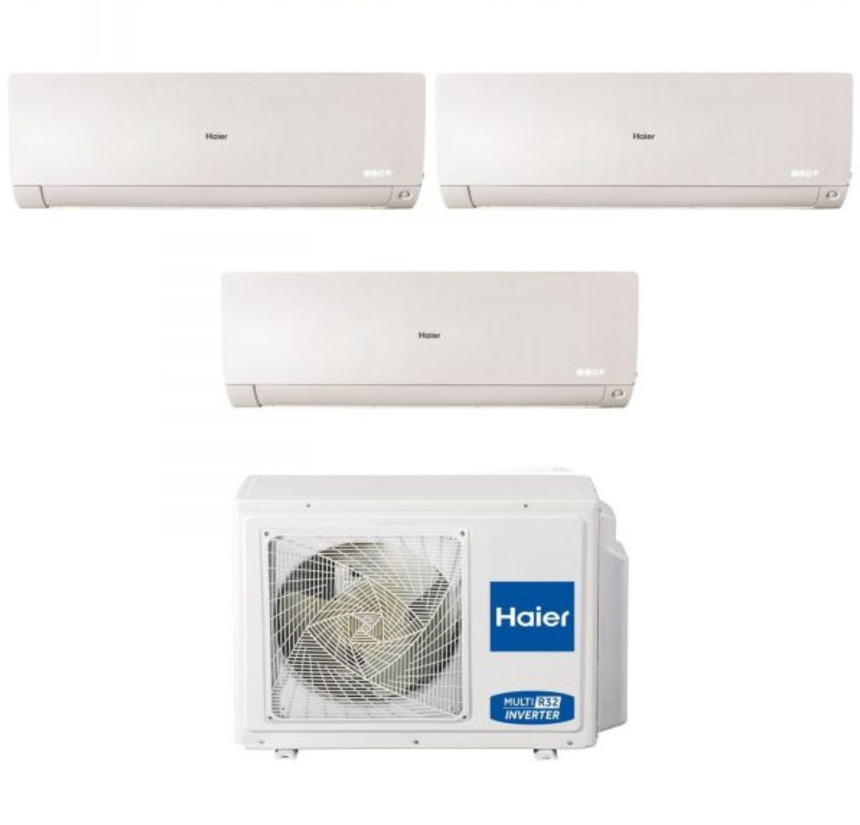 Airconditioner Haier Trial Split Inverter serie FLEXIS PLUS WHITE 7+7+15 met 3U70S2SR3FA R-32 Integrated Wi-Fi Kleur Wit 7000+7000+15000