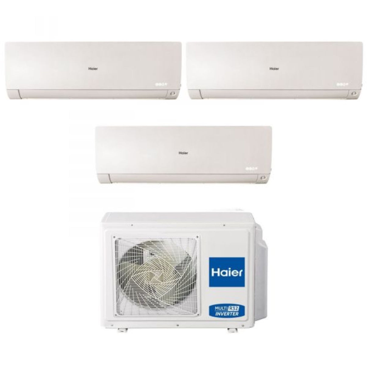 Klimaatbeheersingssysteem Airconditioner Haier Trial Split Inverter serie FLEXIS PLUS WIT 7+7+7 met 3U70S2SR3FA R-32 Geïntegreerde WiFi Witte Kleur 7000+7000+7000