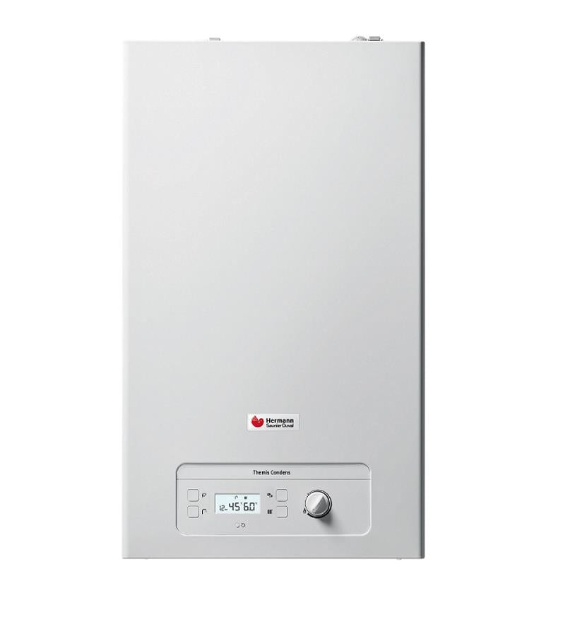 Condensatieketel Hermann Saunier Duval THEMIS CONDENS 24 kW met lage NOx uitstoot op aardgas Compleet met rookgasafvoerset cod. 0010028067 - NIEUW Kit voor Dubbele Rookgasafvoer, Aardgas